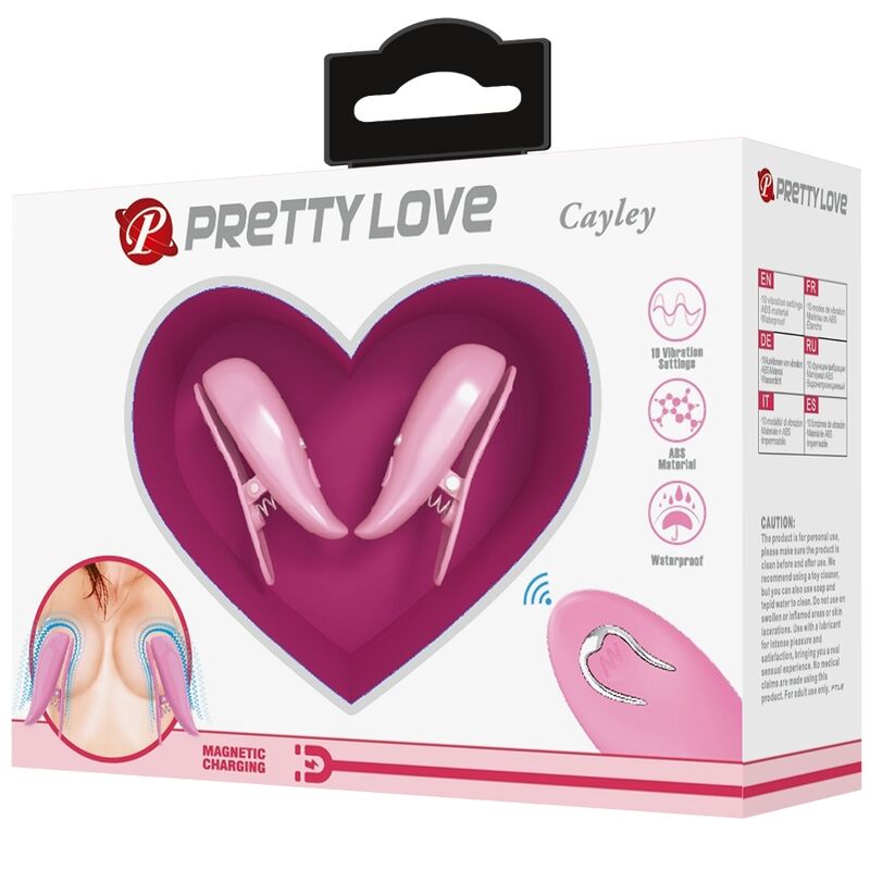 Cailey 10 Vibrations-Nippelklemmen mit Fernbedienung, Rosa