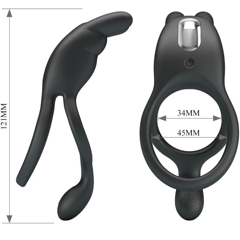 Seth Doppelter vibrierender Rabbit-Ring 7 Vibrationen Schwarz