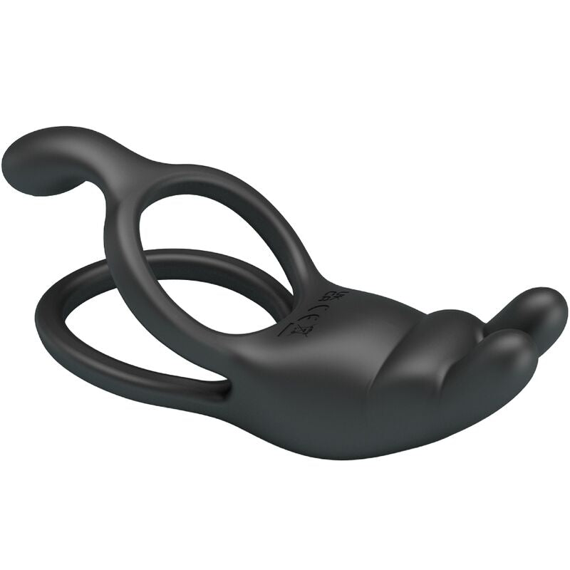 Seth Doppelter vibrierender Rabbit-Ring 7 Vibrationen Schwarz