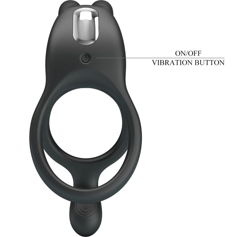 Seth Doppelter vibrierender Rabbit-Ring 7 Vibrationen Schwarz