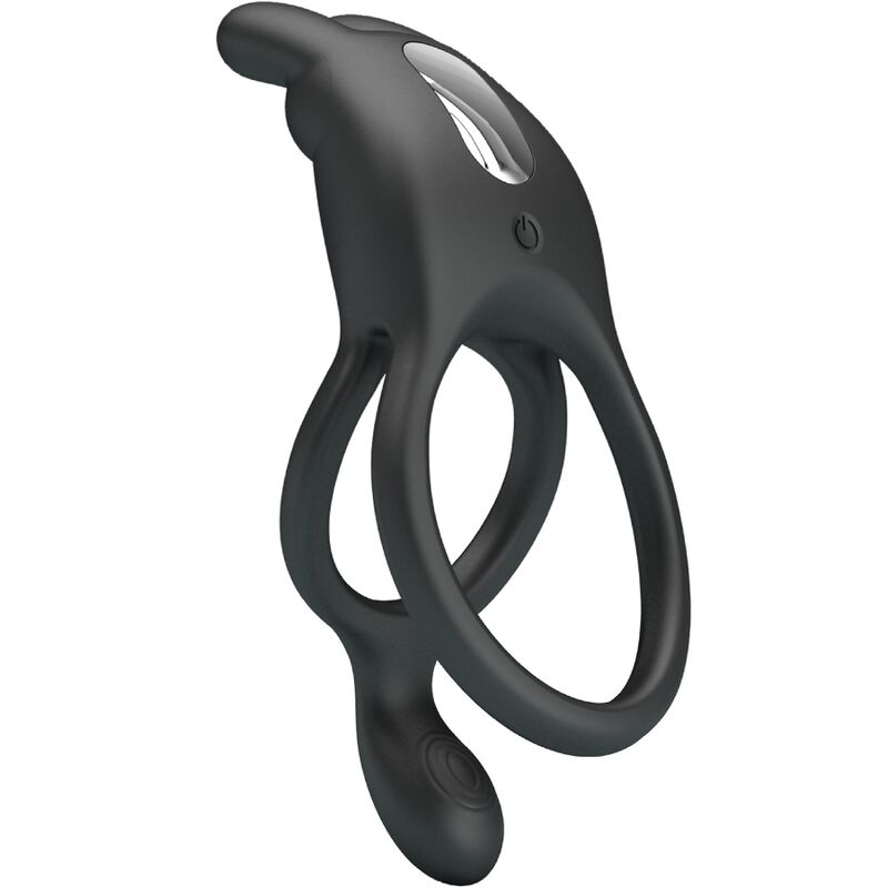 Seth Doppelter vibrierender Rabbit-Ring 7 Vibrationen Schwarz