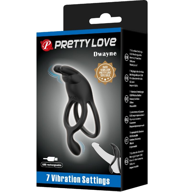 Seth Doppelter vibrierender Rabbit-Ring 7 Vibrationen Schwarz