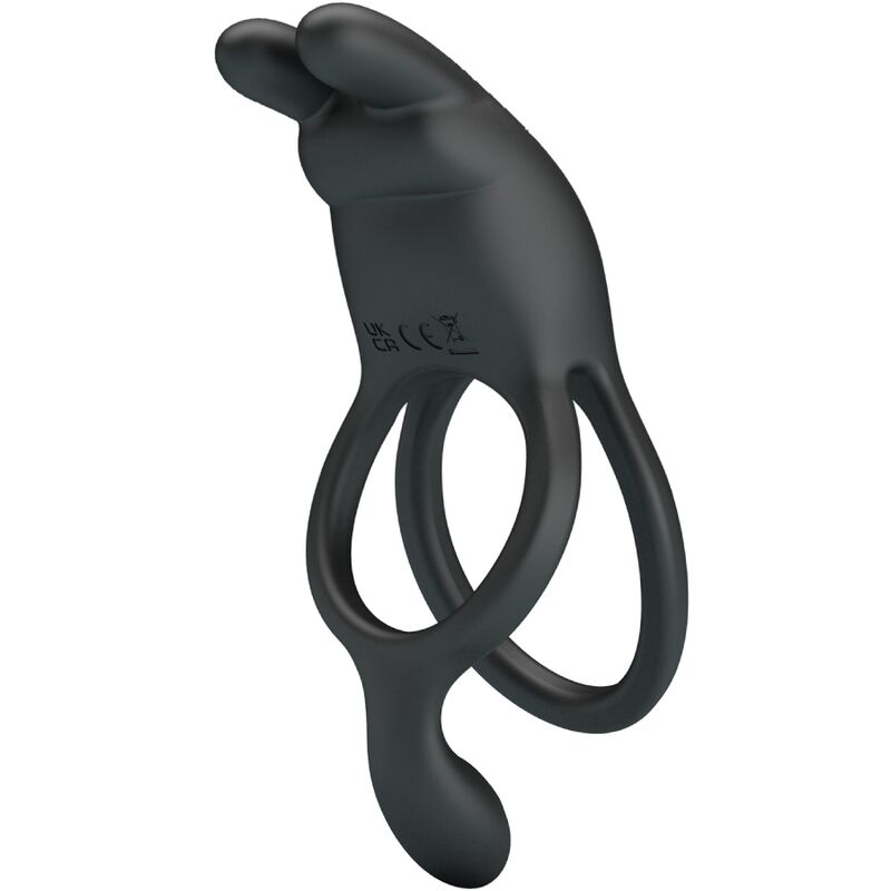 Seth Doppelter vibrierender Rabbit-Ring 7 Vibrationen Schwarz