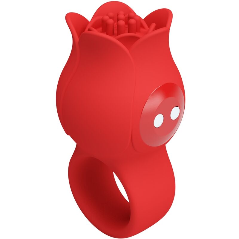 Pink Jae-förmiger Fingervibrator 10 Vibrationen Rot