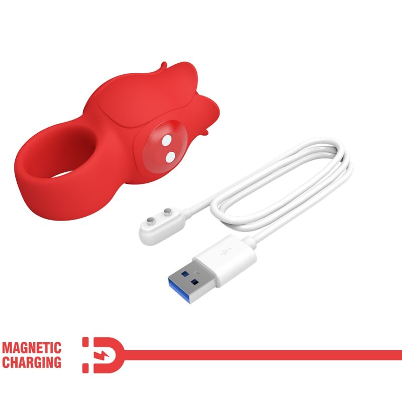 Pink Jae-förmiger Fingervibrator 10 Vibrationen Rot
