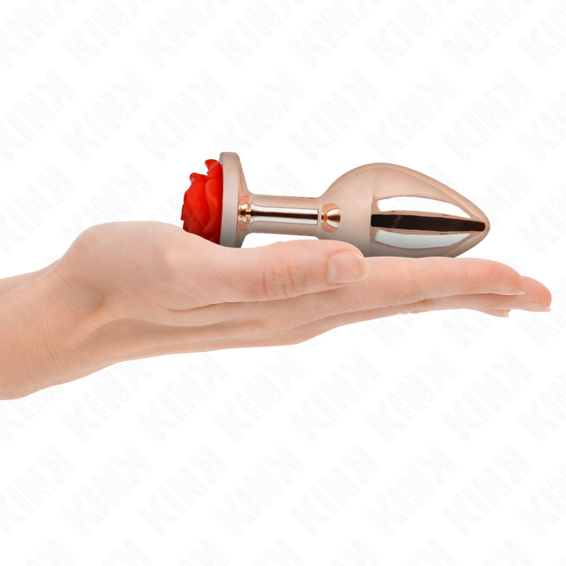 Roségoldener Analplug mit roter Rose l
