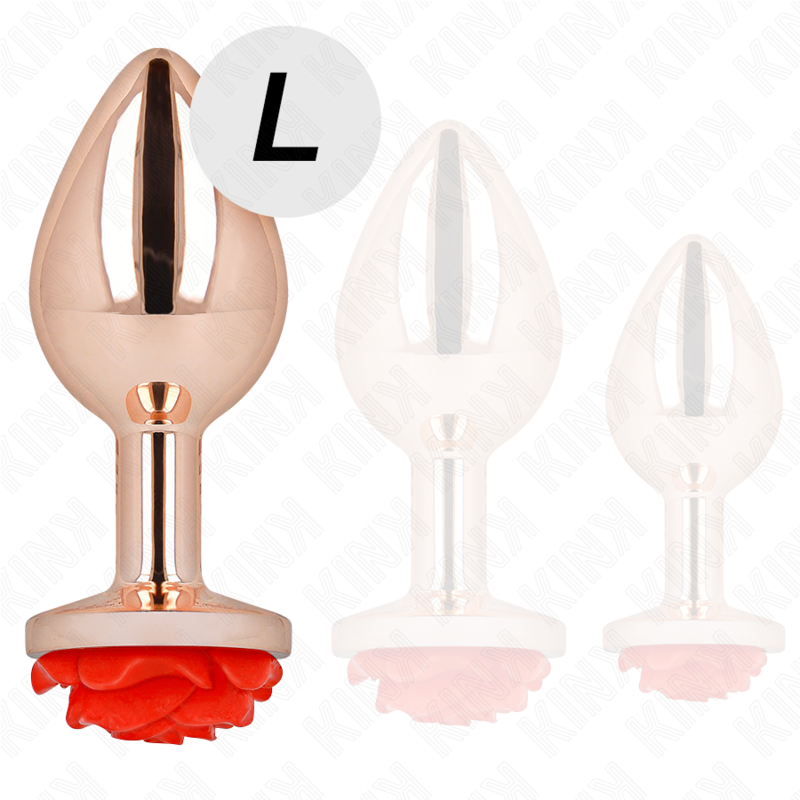 Roségoldener Analplug mit roter Rose l
