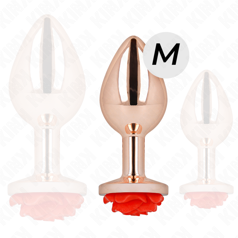 Roségoldener Analplug mit roter Rose m