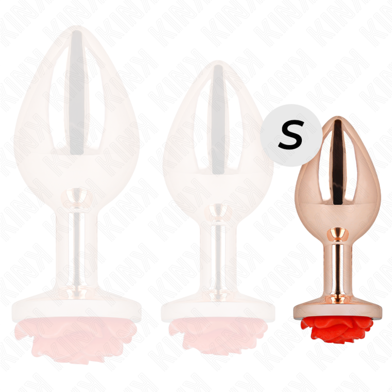 Roségoldener Analplug mit roter Rose