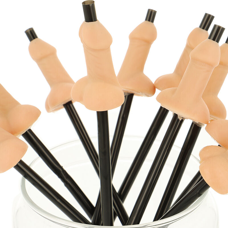 Beutel mit 10 natürlichen Penis-Strohhalmen