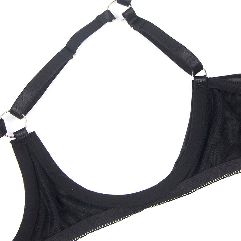 955205 verstellbares schwarzes Schleifen-BH-Set L/XL