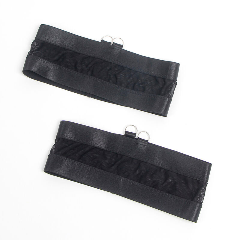 955243 schwarzes Bondage-BH-Set mit Strumpfband L/XL