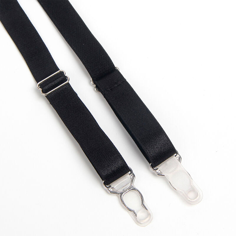 955243 schwarzes Bondage-BH-Set mit Strumpfband L/XL