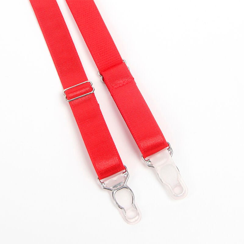 955267 rotes Bondage-BH-Set mit Strumpfband L/XL