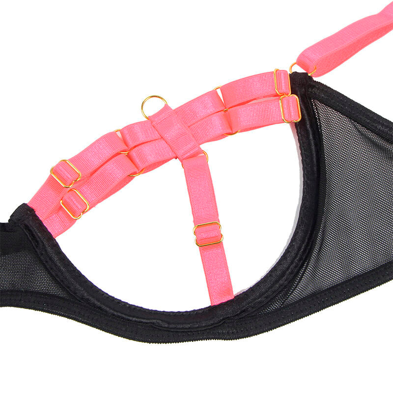 955304 BH-Set mit Halskette und Beindetails fluoreszierendes Pink L/XL
