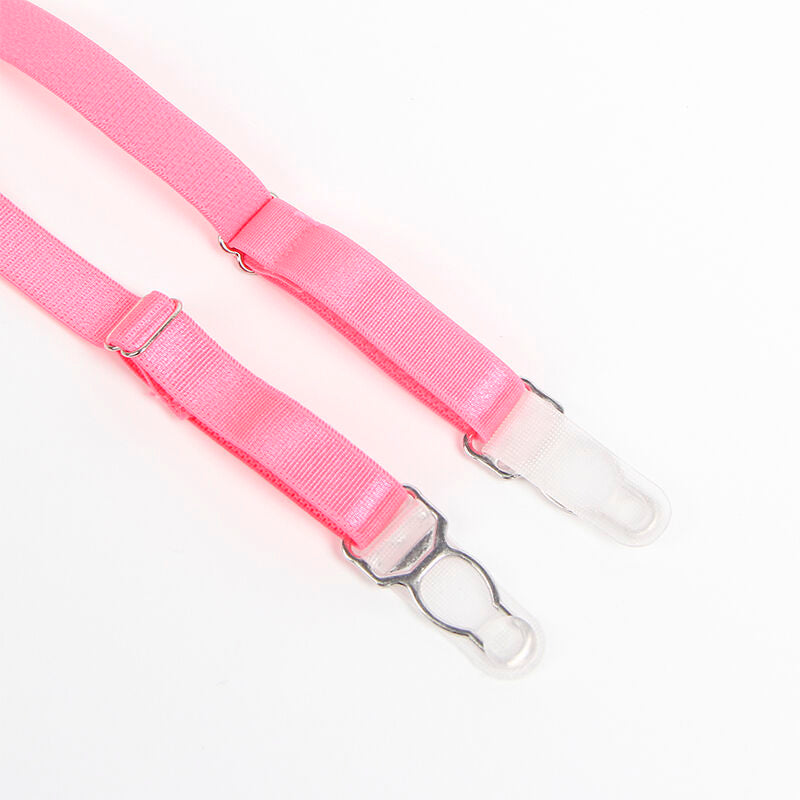 955366 BH-Set mit Spitzenlinien und Strumpfbändern rosa und lila l/xl