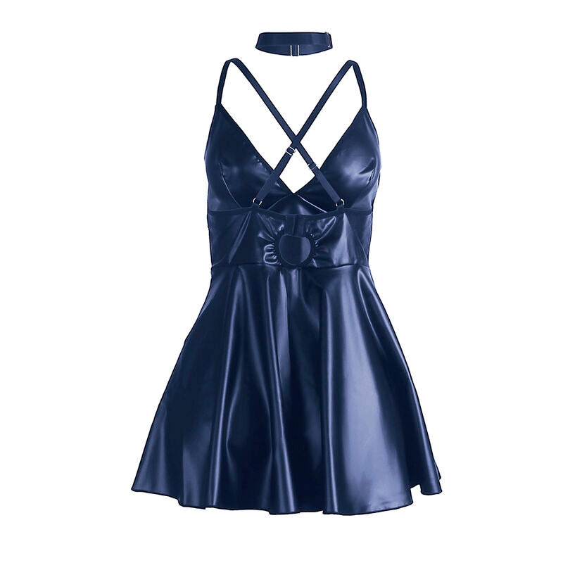 955410 blaues Lederträgerkleid s/m