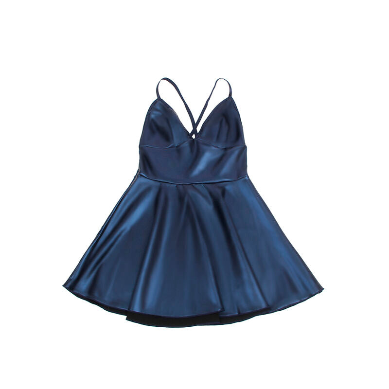 955410 blaues Lederträgerkleid s/m