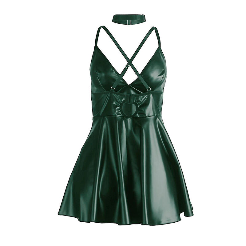 955434 grünes Lederträgerkleid s/m