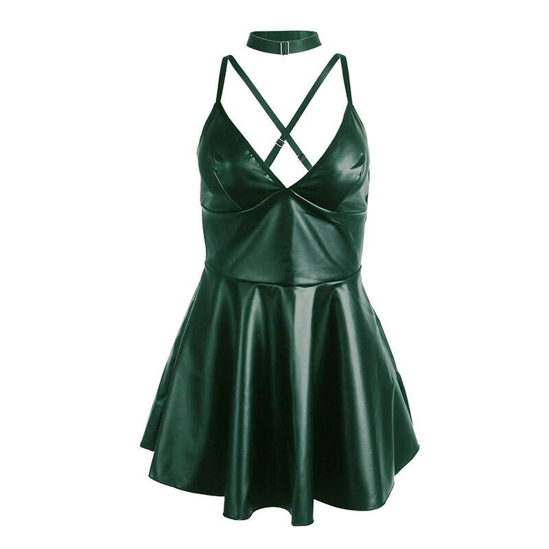 955434 grünes Lederträgerkleid s/m