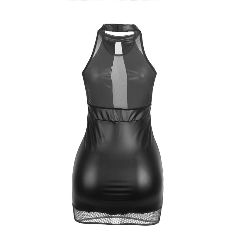 955472 schwarzes transparentes rückenfreies Kleid s/m