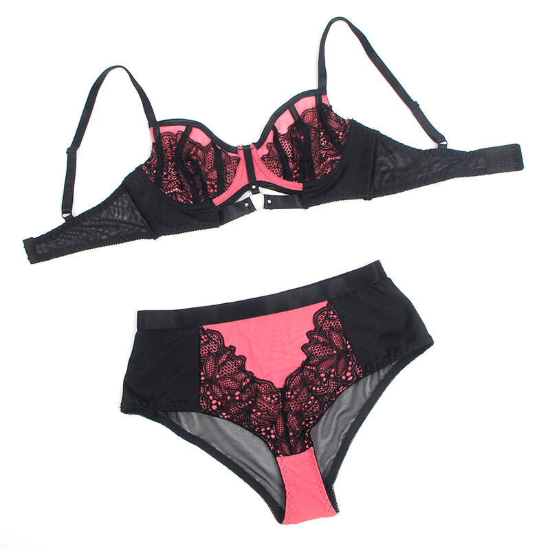 955571 rosa Lackleder-BH-Set mit Reißverschluss s/m