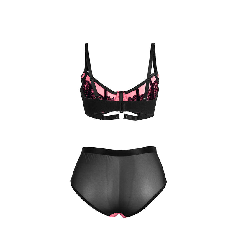 955588 rosa Lackleder-BH-Set mit Reißverschluss L/XL