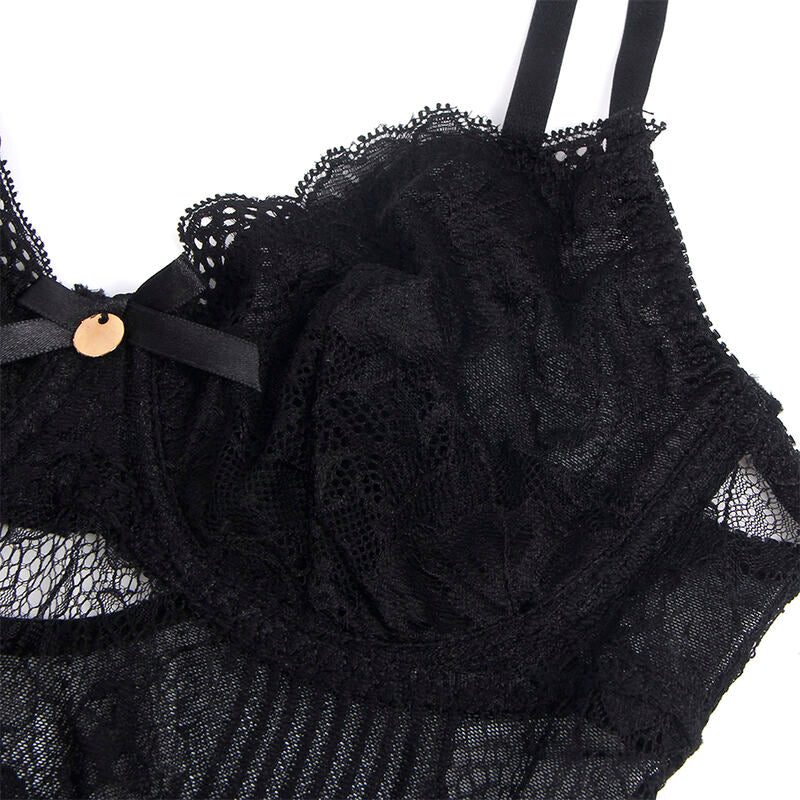 955618 Spitzenbody mit Po-Verschluss schwarz s/m
