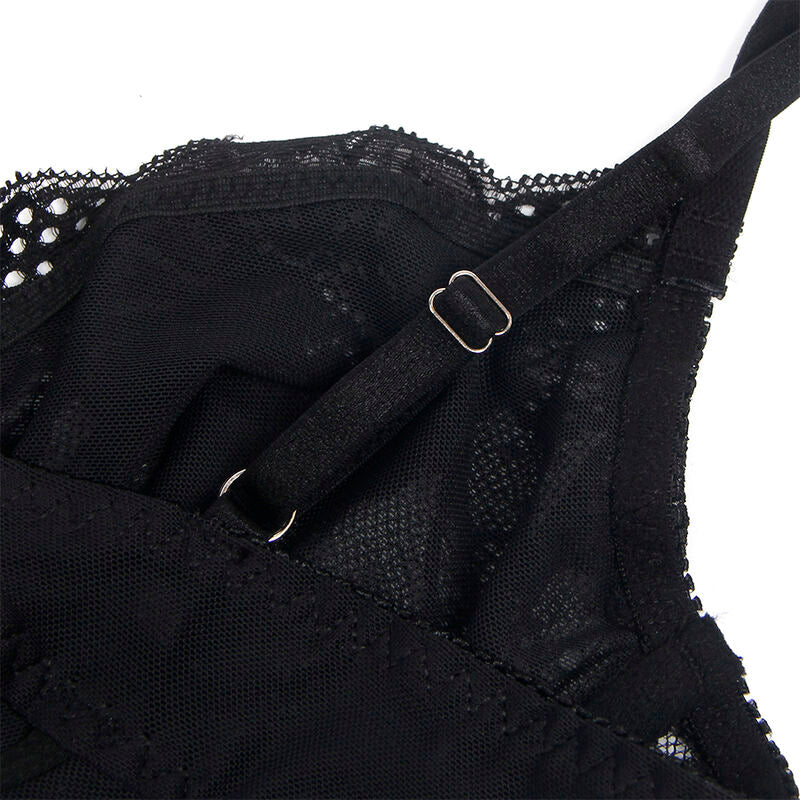955625 Spitzenbody mit Po-Verschluss schwarz l/xl