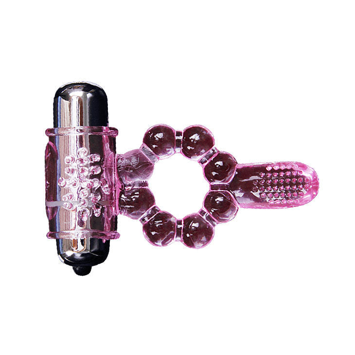 10 Rhythm Zunge vibrierender Silikonring Rosa