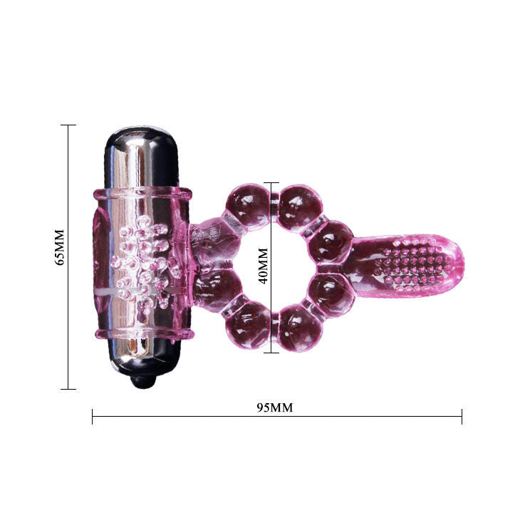 10 Rhythm Zunge vibrierender Silikonring Rosa
