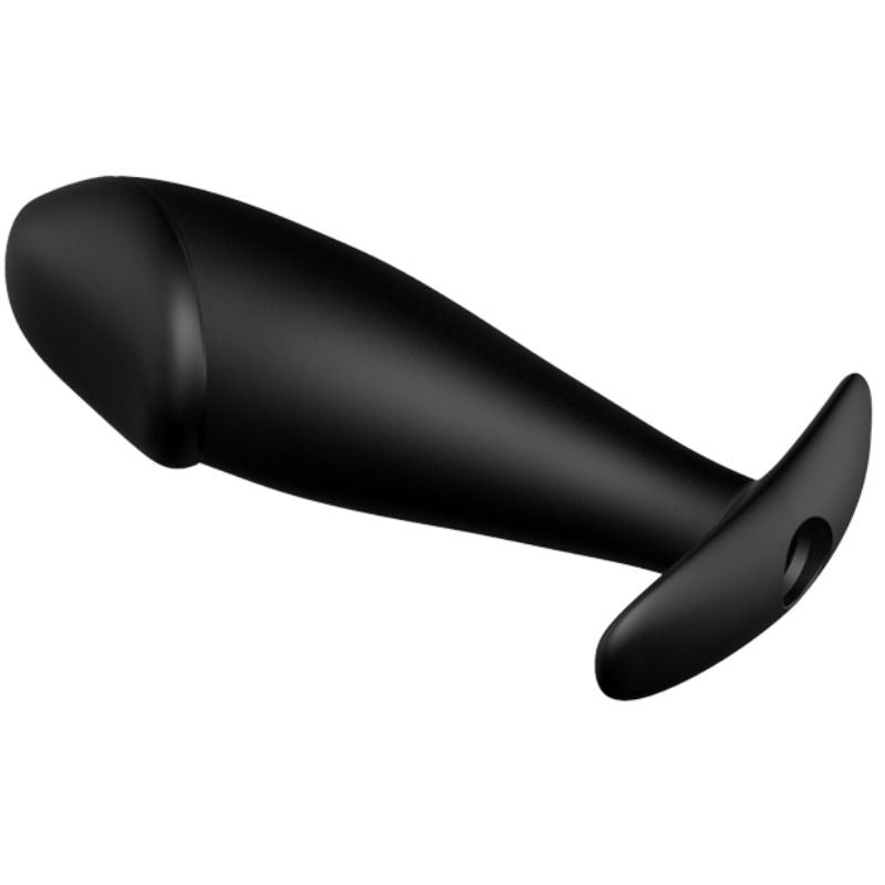 Penisförmiger Analplug aus Silikon mit 12 Vibrationsmodi, schwarz