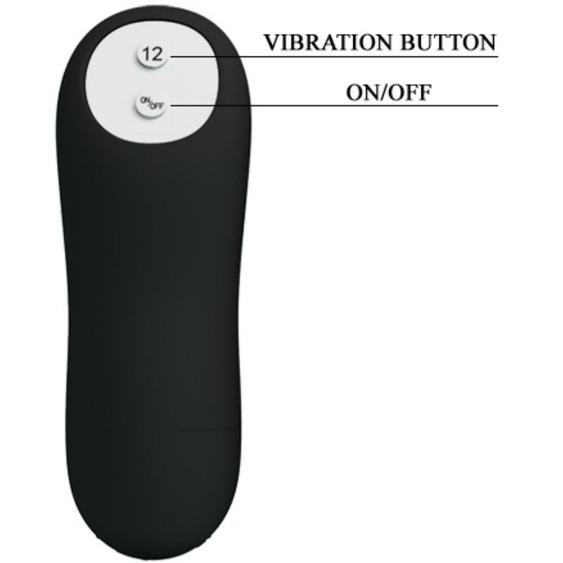 Penisförmiger Analplug aus Silikon mit 12 Vibrationsmodi, schwarz