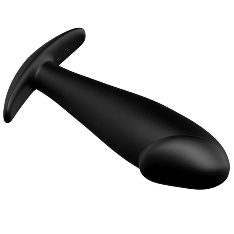 Penisförmiger Analplug aus Silikon mit 12 Vibrationsmodi, schwarz