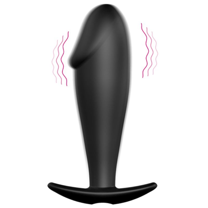 Penisförmiger Analplug aus Silikon mit 12 Vibrationsmodi, schwarz