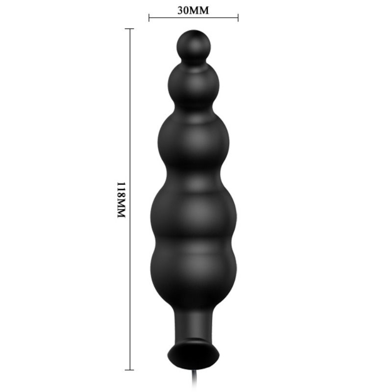 Extra stimulierender Silikon-Analplug mit 12 Vibrationsmodi in Schwarz