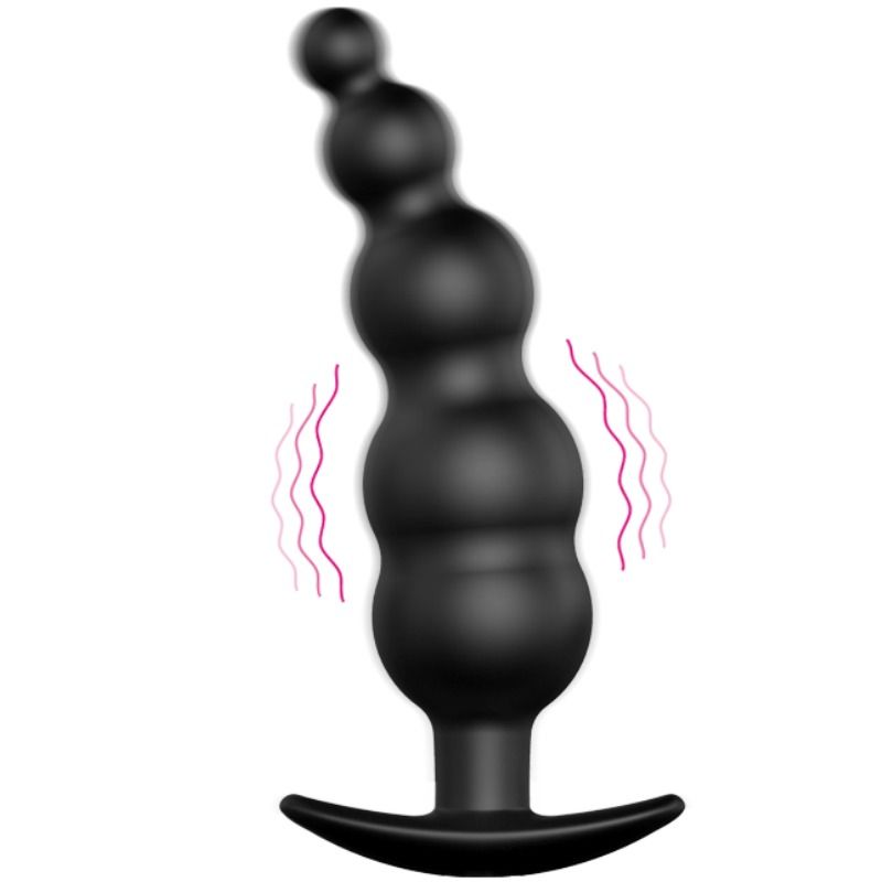 Extra stimulierender Silikon-Analplug mit 12 Vibrationsmodi in Schwarz