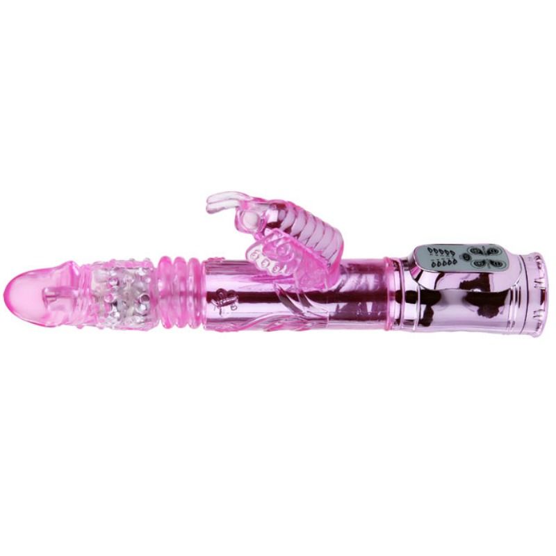 Wiederaufladbarer Vibrator mit rotierendem und pochendem Schmetterlingsstimulator