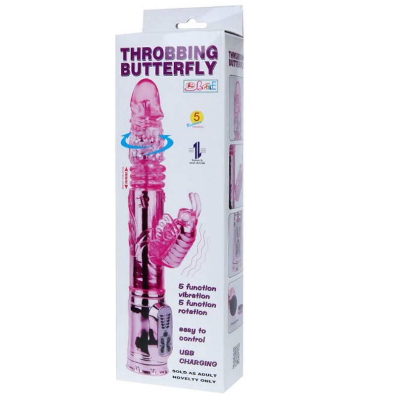 Wiederaufladbarer Vibrator mit rotierendem und pochendem Schmetterlingsstimulator