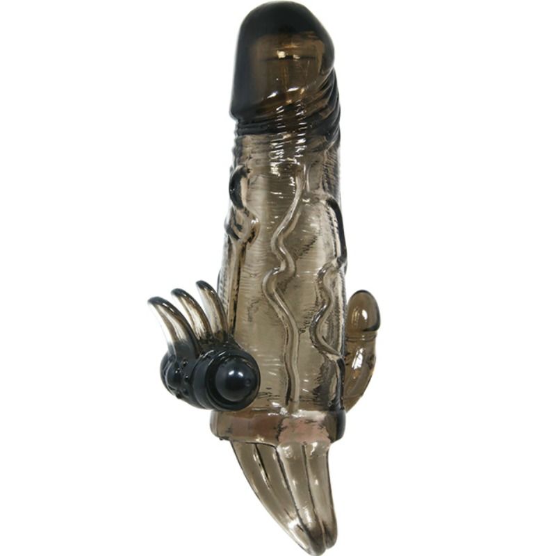 Brave Man Penishülle mit Klitoris- und Analstimulation Double Bullet Schwarz 16,5 cm