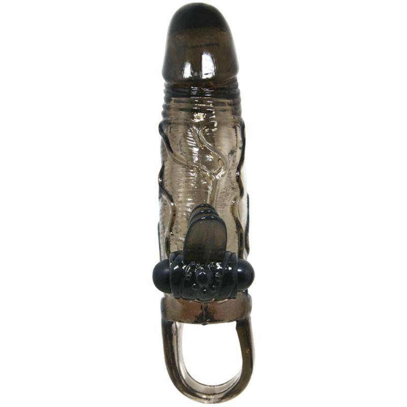 Brave Man Penishülle mit Klitoris- und Analstimulation Double Bullet Schwarz 16,5 cm