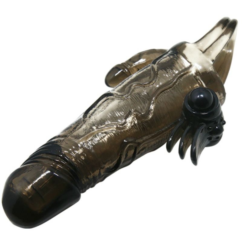 Brave Man Penishülle mit Klitoris- und Analstimulation Double Bullet Schwarz 16,5 cm