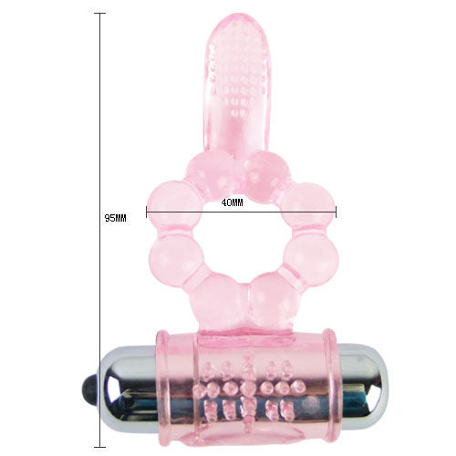 10 Rhythm Zunge vibrierender Silikonring Rosa