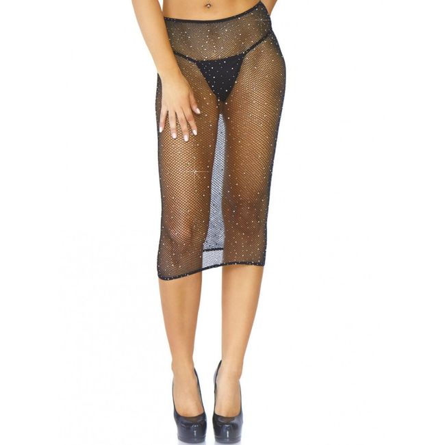 Schwarzes Knochen-Multidress mit Kristallnetz