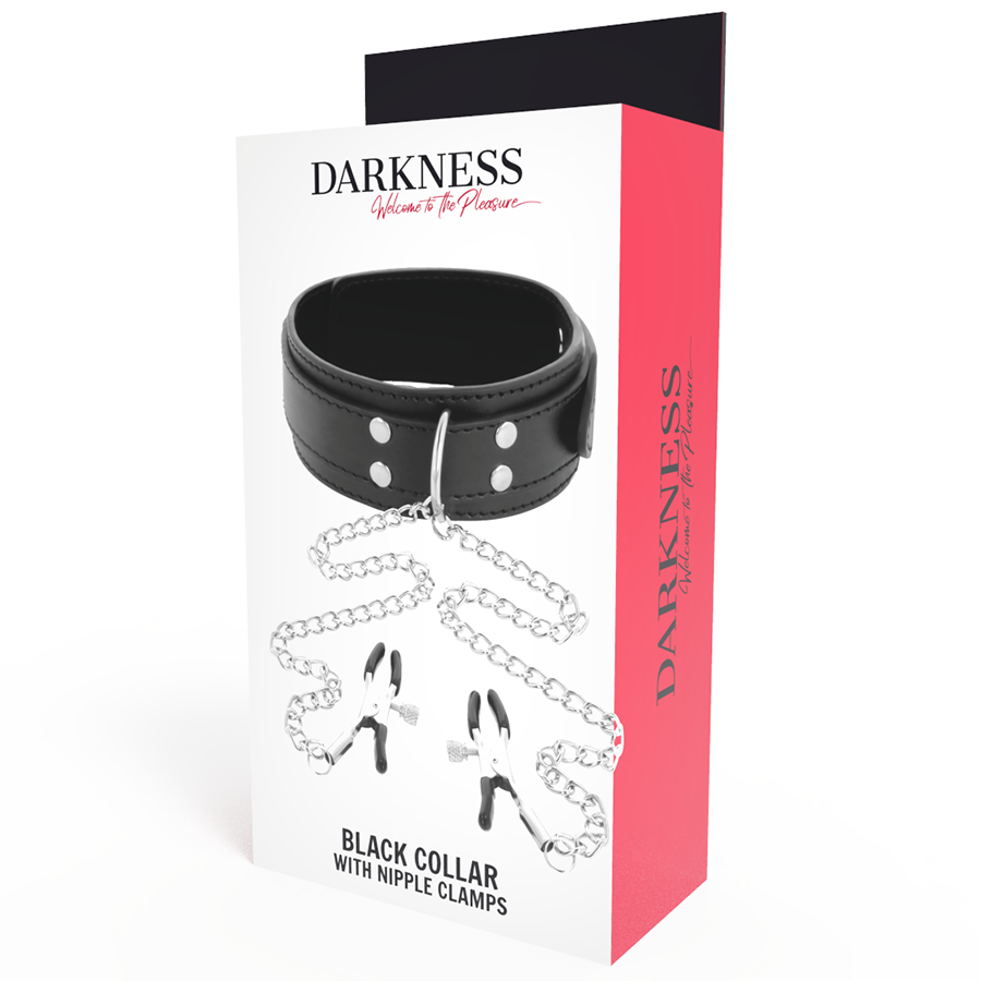 Schwarzes Brustwarzenklammerhalsband