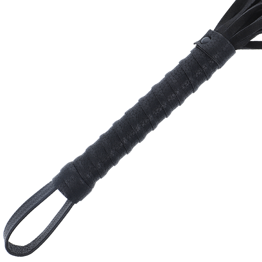Schwarze Bondage Peitsche mit Ledergriff