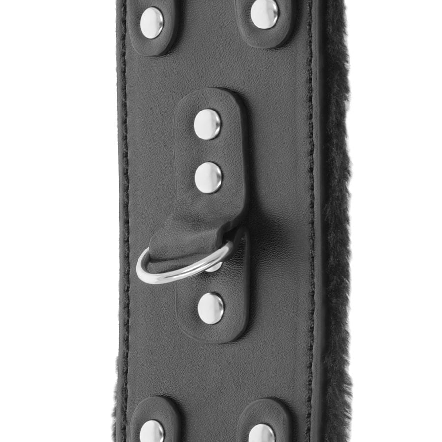 Verstellbare schwarze Lederhandschellen mit Futter