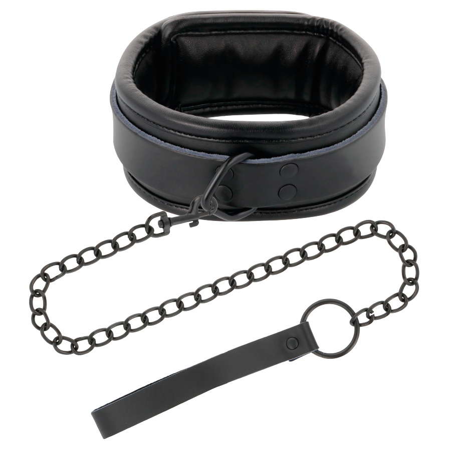 Schwarze Handschellen und Halsband aus Leder