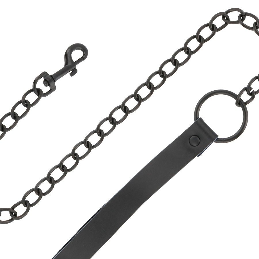 Schwarze Handschellen und Halsband aus Leder