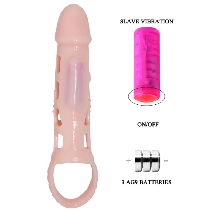 Penisverlängerungshülle mit Vibration und natürlichem Riemen 13,5 cm